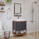 Armário De Banheiro Uni C/ Cuba E Espelheira Titanium/freijo