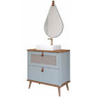 Armário De Banheiro Veneto C/ Cuba Pistache/freijo Montado Md