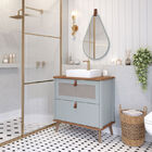 Armário De Banheiro Veneto C/ Cuba Pistache/freijo Montado Md