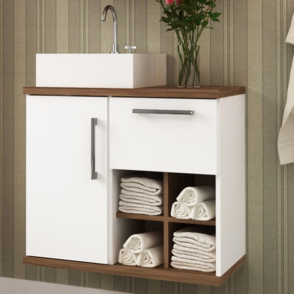 Armário De Banheiro Veneza 1 Porta 1 Gaveta Branco - Móveis B