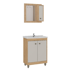 Armário De Banheiro Viena 3 Portas Com Espelho Carvalho Natur