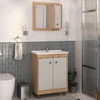 Armário De Banheiro Viena 3 Portas Com Espelho Carvalho Natur