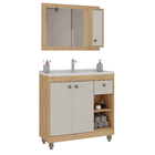 Armário De Banheiro Viena 77 Cm 3 Portas 1 Gaveta Com Espelho