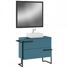 Armário De Banheiro Viso 3 Gavetas 100% Mdf Azul 512127 - Móv