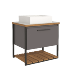 Armário De Banheiro Vitta C/ Cuba Titânio Mdf 60cm Mgm Móveis