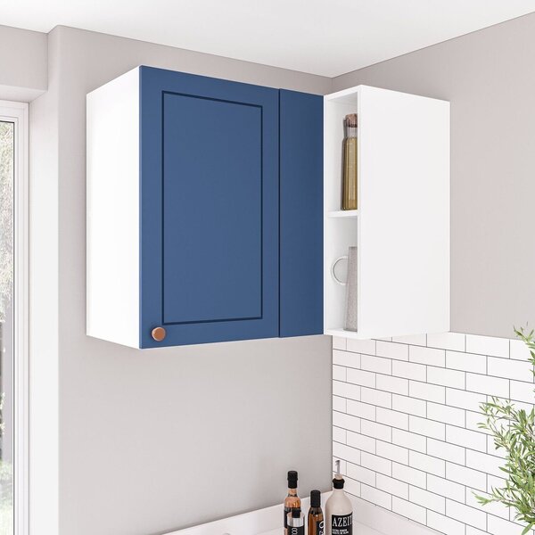 Armário De Canto Aéreo Pérola Yescasa Azul/branco