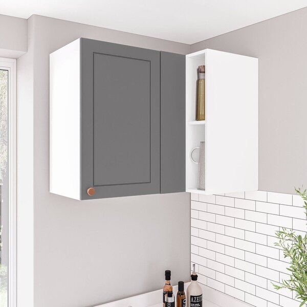 Armário De Canto Aéreo Pérola Yescasa Preto/branco