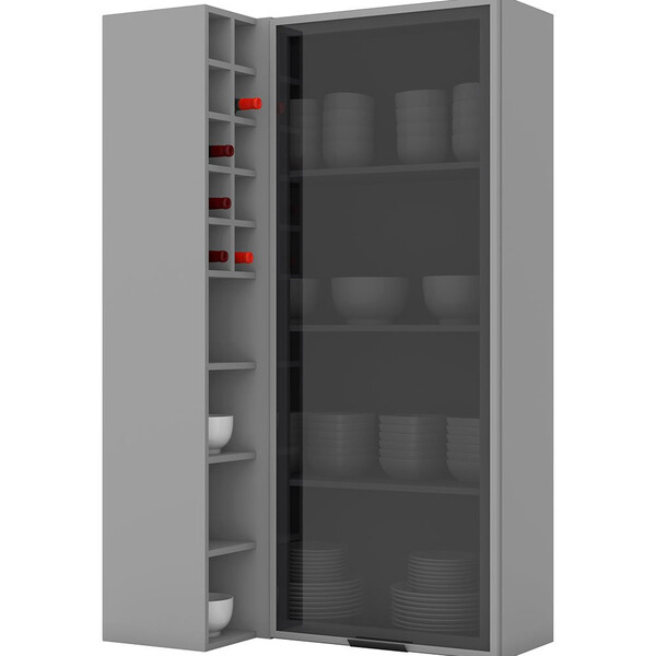 Armário De Canto Reto 1 Porta Com Vidro Belize C506