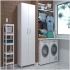 Armário De Chão 2 Portas Lavanderia Branco Com 4 Rodas