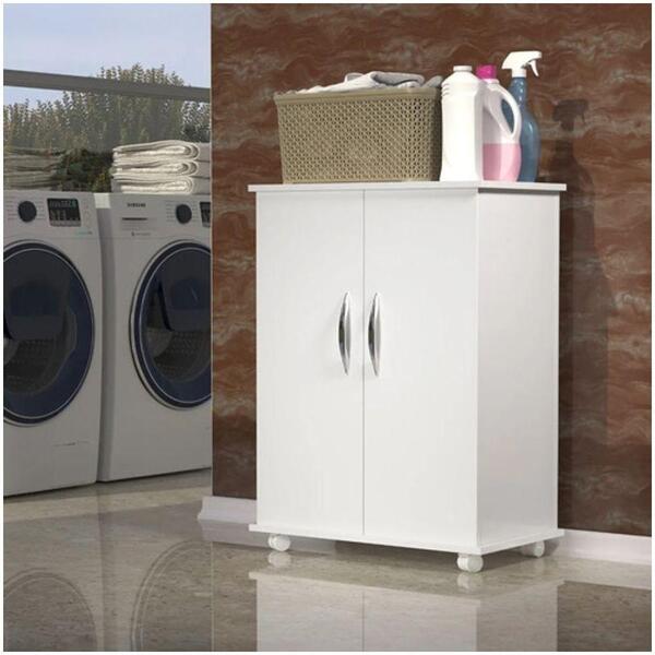 Armário De Chão Lavanderia Cor Branca Prateleira Produtos