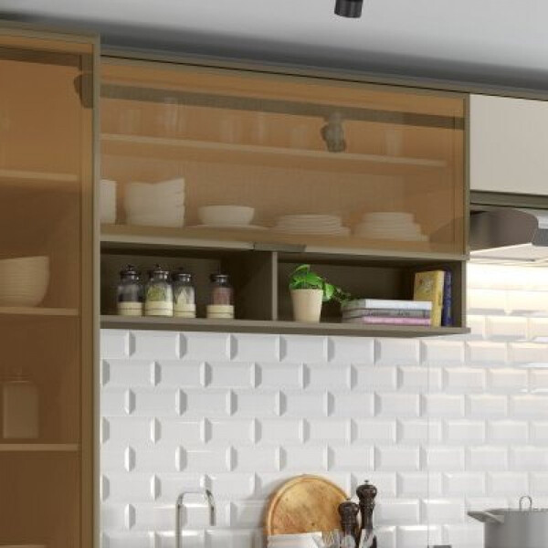 Armário De Cozinha 01 Porta Basculante De Vidro 120 Cm Évelin