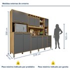 Armário De Cozinha 11 Portas 2 Gavetas Agata Cinamomo/grafite