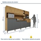 Armário De Cozinha 13 Portas 2 Gavetas Capitólio Cinamomo/gra