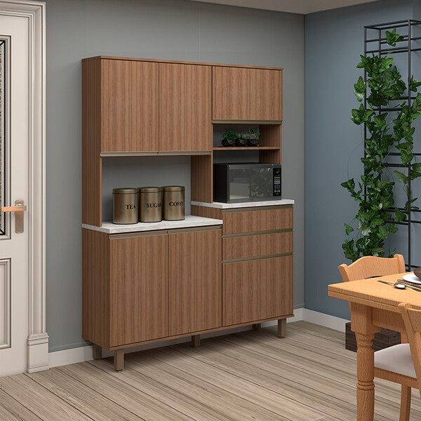 Armário De Cozinha 140cm 6 Portas 2 Gavetas Diana Luciane Móv