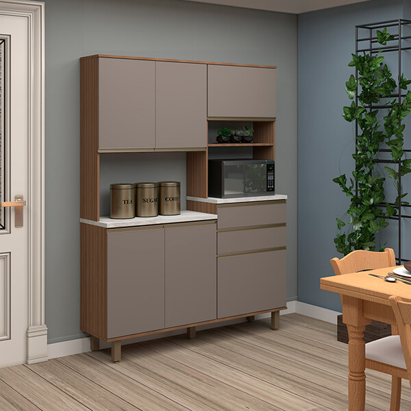 Armário De Cozinha 140cm 6 Portas 2 Gavetas Diana Luciane Móv