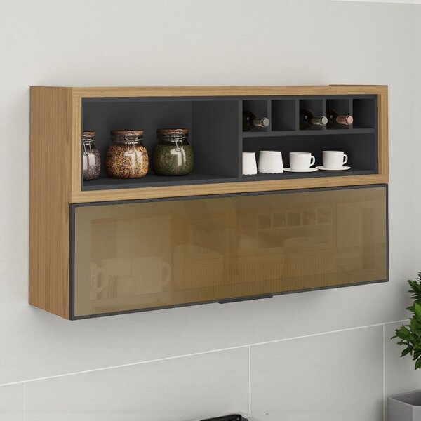 Armário De Cozinha 1 Porta Horizonal 120cm Vidro Reflecta E N