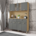 Armário De Cozinha 2 Gavetas Verona Freijó Gris