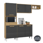 Armário de Cozinha 2m 4 Portas 1 Gaveta Atacama / Grafite Isa