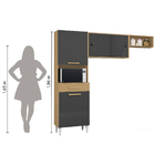 Armário de Cozinha 2m 4 Portas 1 Gaveta Atacama / Grafite Isa