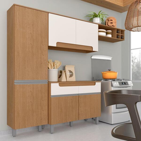 Armário De Cozinha 4 Pçs Olivia Carvalho/off White - Móveis A