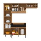 Armário De Cozinha 4 Pçs Olivia Carvalho/preto Fosco - Móveis