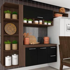 Armario De Cozinha 4 Pecas 3 Pts 2 Gav Galicia Terraro Preto Moveis Arapongas Leroy Merlin