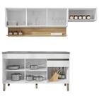 Armário De Cozinha 4 Peças Balcão Com Pia 120cm Lina08 K02 Su