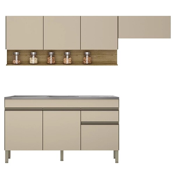 Armário De Cozinha 4 Peças Balcão Com Pia 120cm Lina08 Z06 Va