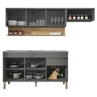 Armário De Cozinha 4 Peças Balcão Com Pia 150cm Lina18 Z06 Gr