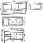Armário De Cozinha 4 Peças Balcão Com Pia 150cm Lina18 Z06 Su