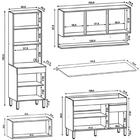 Armário De Cozinha 4 Peças Balcão Com Tampo 120cm Lina07 Z06