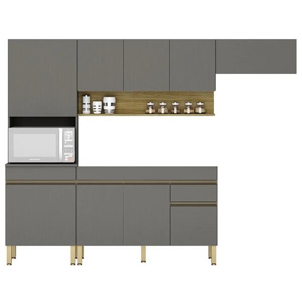 Armário De Cozinha 4 Peças Balcão Sem Tampo 120cm Lina04 Z06