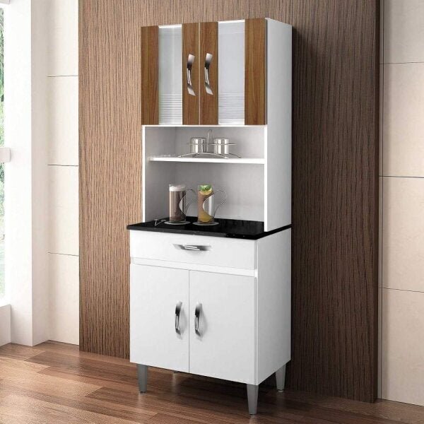 Armário De Cozinha 4 Portas 1 Gaveta Ventura Chf Branco/carva