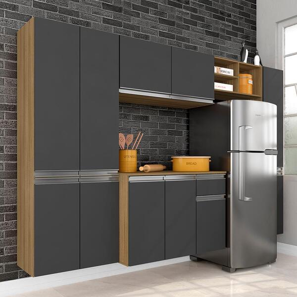 Armário De Cozinha 5 Peças Liris Boreal/grafite - Móveis Arap