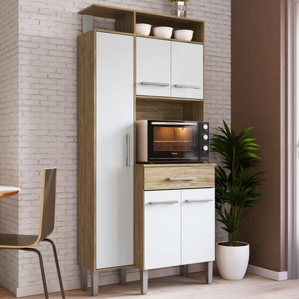 Armário De Cozinha 5 Portas 1 Gaveta Wood/branco Ac5101 - Dec