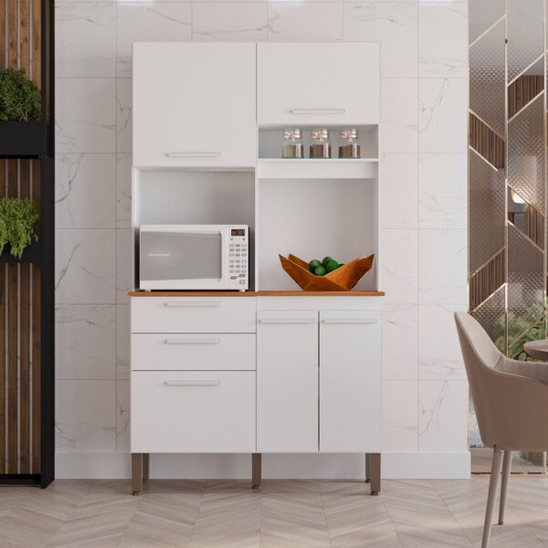 Armário De Cozinha 5 Portas 2 Gavetas Dubai Branco