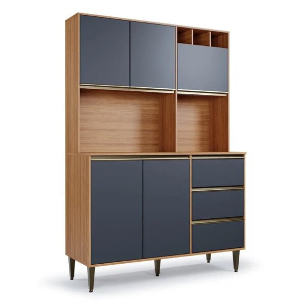 Armário De Cozinha 5 Portas 3 Gavetas Nicho Versatti Freijó/