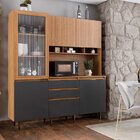 Armário De Cozinha 5 Portas 3 Gavetas Superiore Freijó/ Grafi