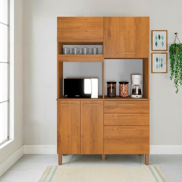 Armário De Cozinha 5 Portas E 2 Gavetas 100% Mdf Viena Espres