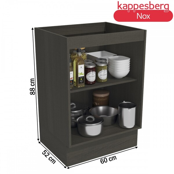 Armário De Cozinha 60 Cm Nox 1 Porta H762 Onix/steel - Kappesberg