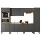 Armário De Cozinha 6 Peças E Pia 120cm Jessy N03 Carvalho/gra