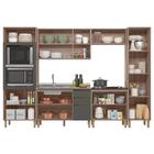 Armário De Cozinha 6 Peças E Pia 120cm Jessy N03 Carvalho/gra