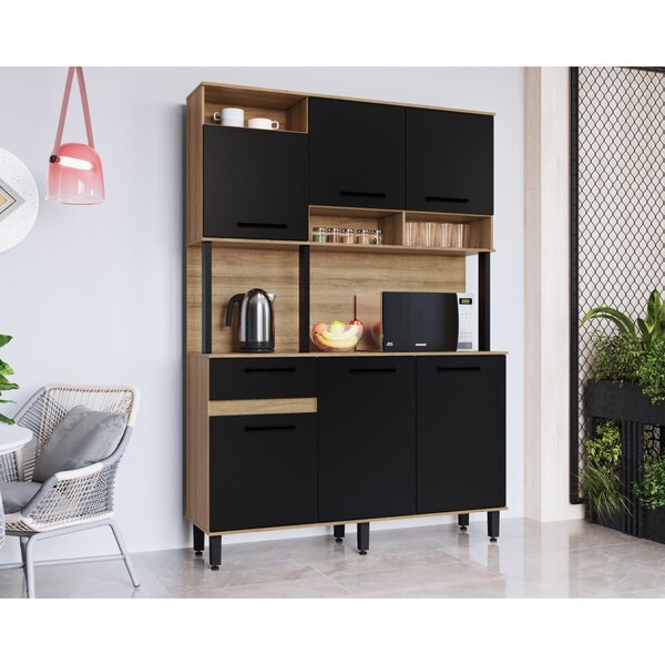 Armário De Cozinha 6 Portas 1 Gaveta 3135 Delmarco Mel/preto