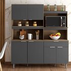 Armário De Cozinha 6 Portas 1 Gaveta Emily  Carvalho/grafite