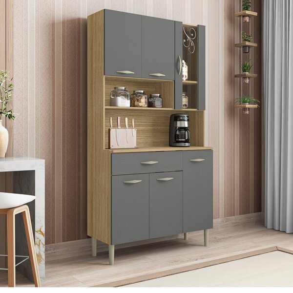Armário De Cozinha 6 Portas 1 Gaveta Golden Freijó/gris