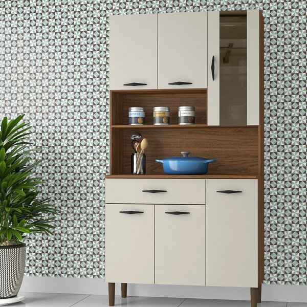 Armário De Cozinha 6 Portas 1 Gaveta Golden Nogueira/off White