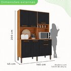 Armário De Cozinha 6 Portas 1 Gaveta New Siena Cinamomo/preto