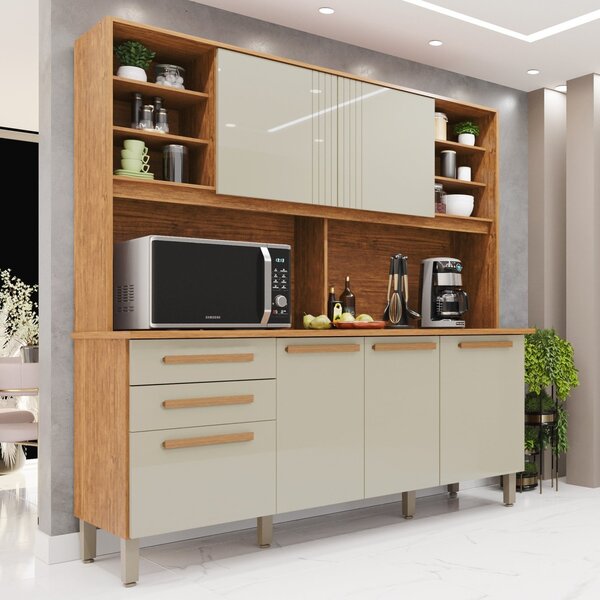 Armário De Cozinha 6 Portas 2 Gavetas Adelle Yescasa Cinamomo