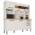 Armário De Cozinha 6 Portas 2 Gavetas Alexia Top Branco Neve