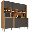 Armário De Cozinha 6 Portas 2 Gavetas Alexia Top Cinamomo/gra